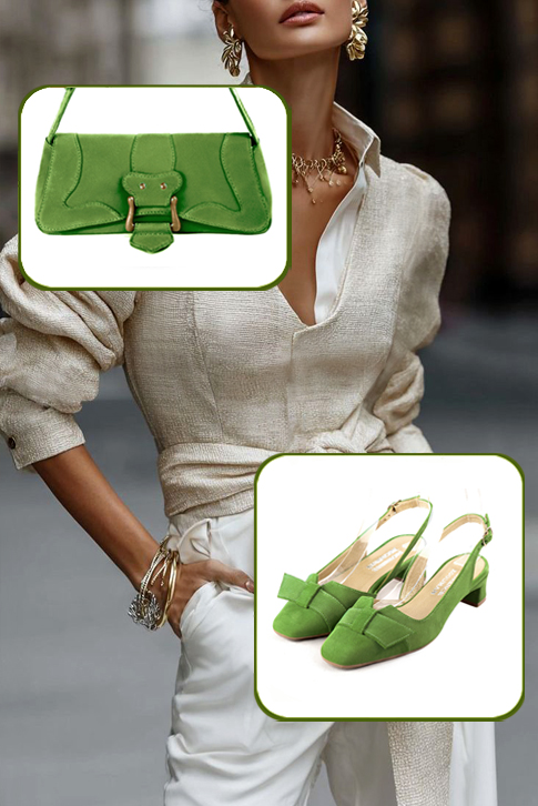 Dress small handbag in grass green leather - Worn view